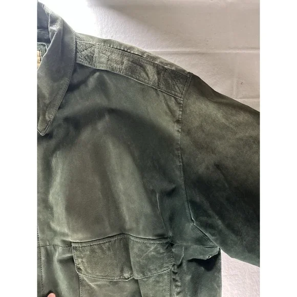 Vintage G III Suede Leather Bomber Jacket Green Size 26 / 28 - Picture 9 of 15